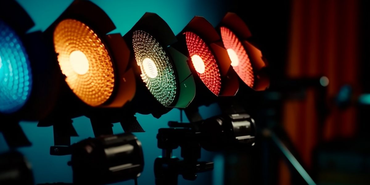 Bright stage lit with electric spotlights shining generated by artificial intelligence
